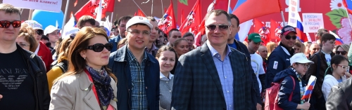 Московские строители приняли участие в Первомайской демонстрации